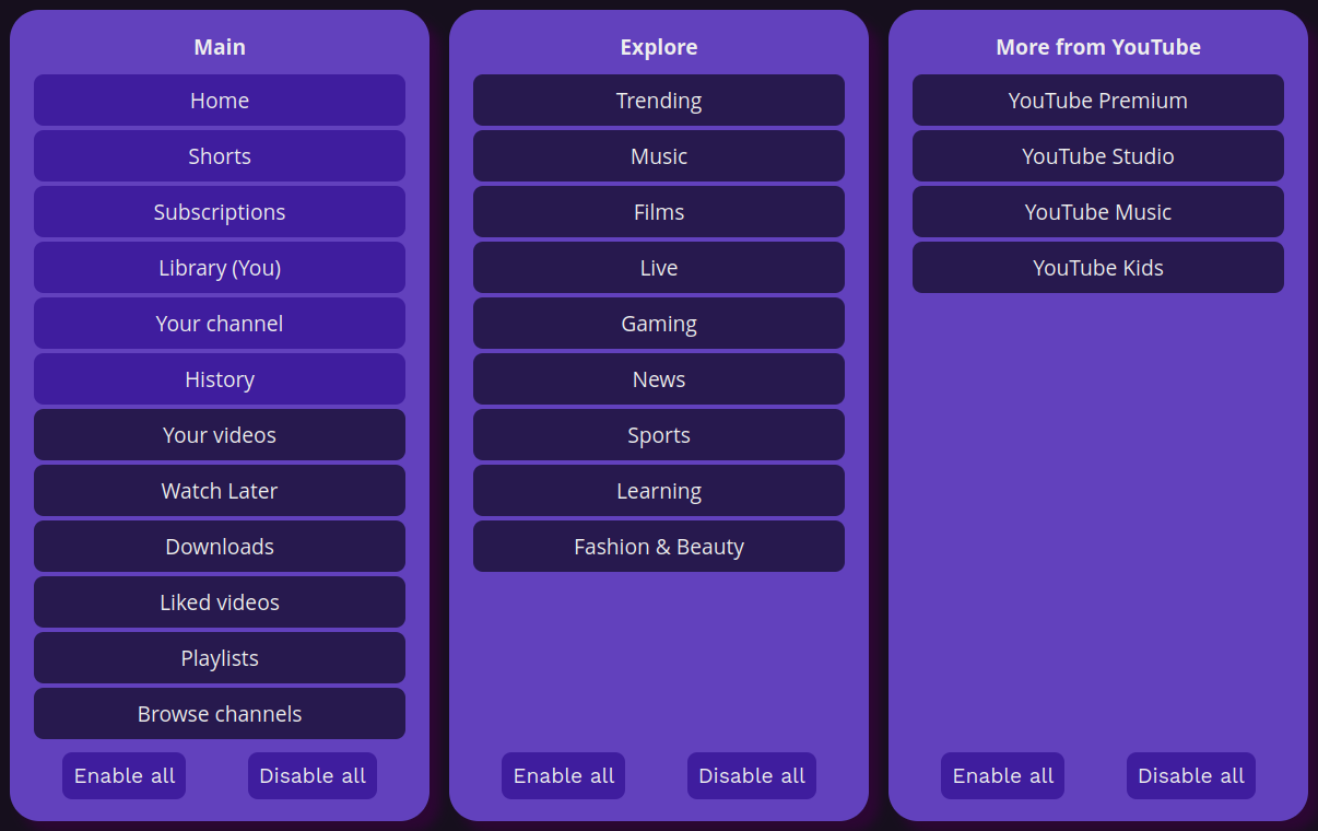 Settings Page